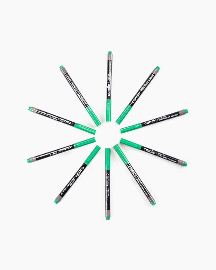 Camlin Fine Tip Permanent Markers Carton of 10 markers in Green shade