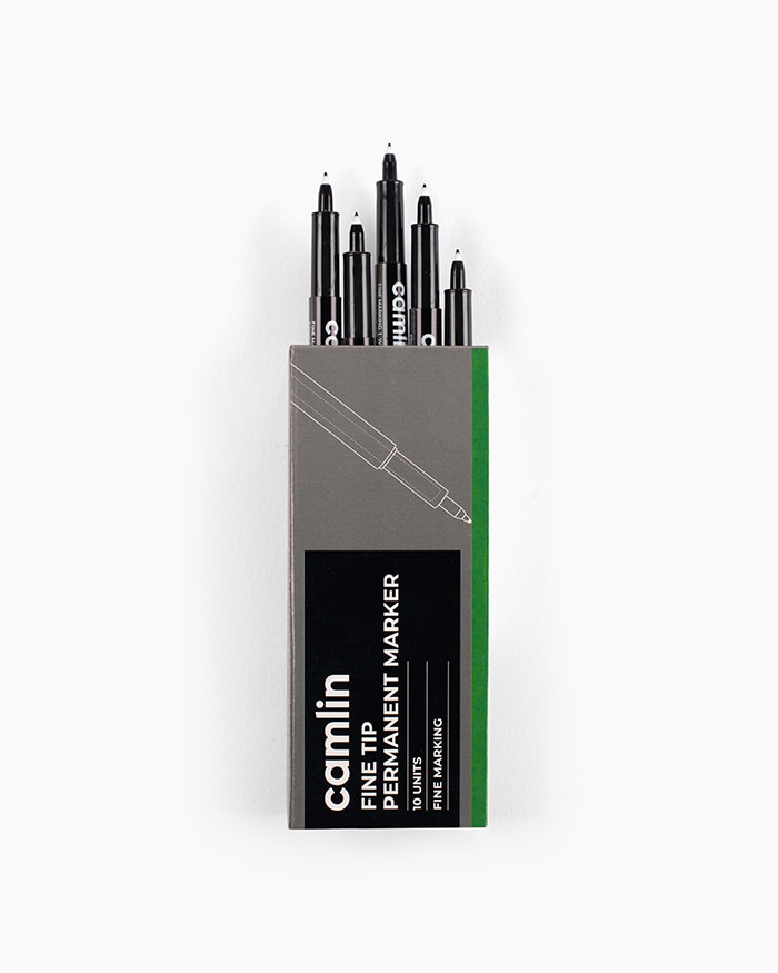 Camlin Fine Tip Permanent Markers Carton of 10 markers in Green shade