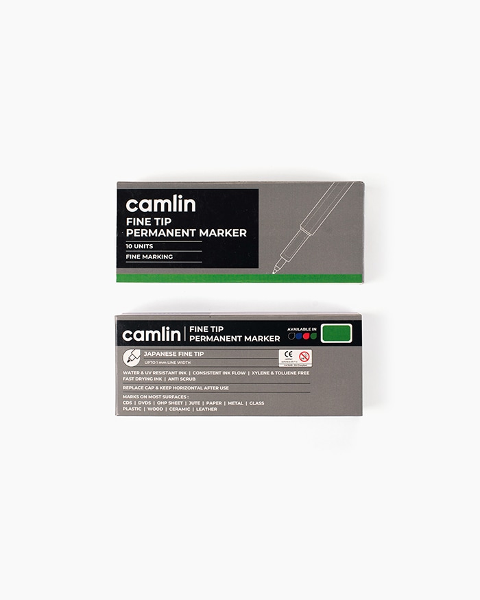 Camlin Fine Tip Permanent Markers Carton of 10 markers in Green shade