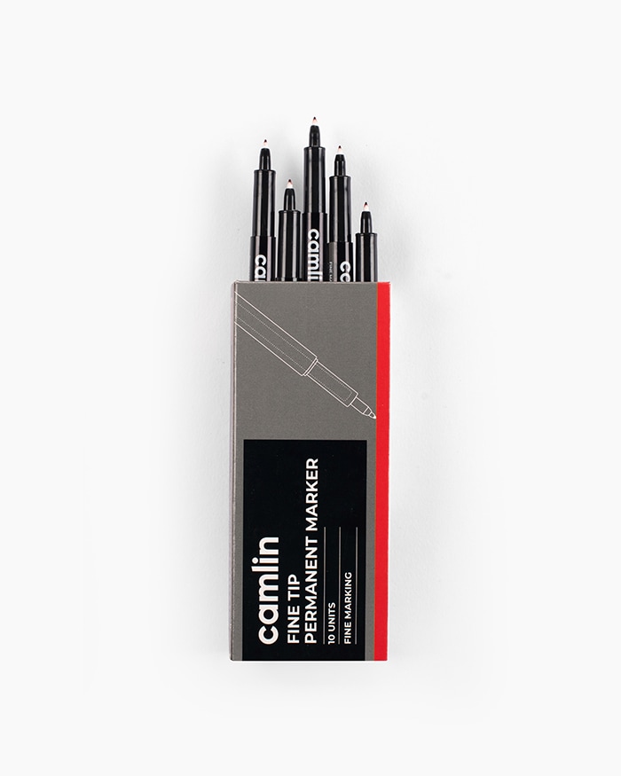 Camlin Fine Tip Permanent Markers Carton of 10 markers in Red shade