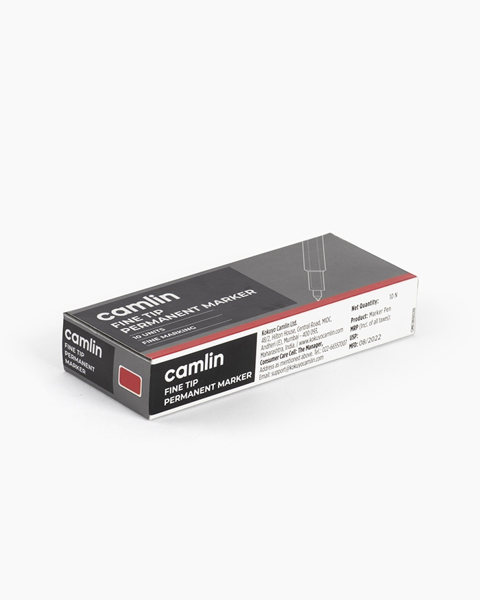 Camlin Fine Tip Permanent Markers Carton of 10 markers in Red shade