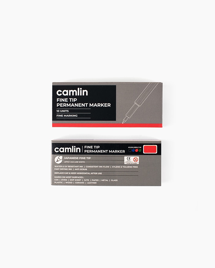Camlin Fine Tip Permanent Markers Carton of 10 markers in Red shade