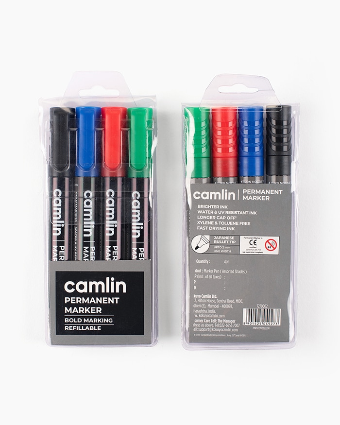 Buy Camlin Permanent Markers Assorted pouch of 4 shades