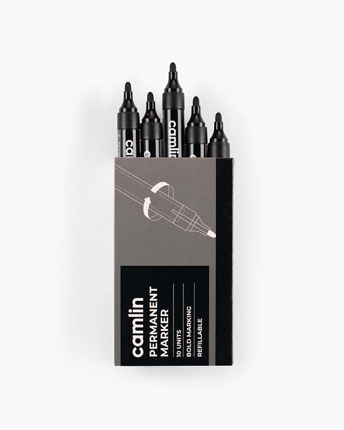 Camlin Permanent Markers Carton of 10 markers in Black shade