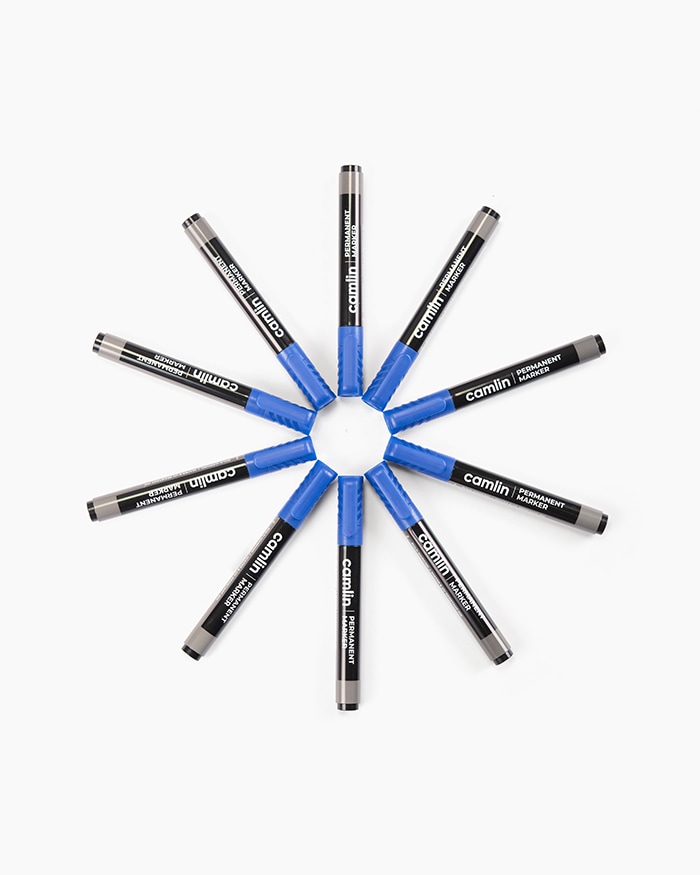 Camlin Permanent Markers Carton of 10 markers in Blue shade