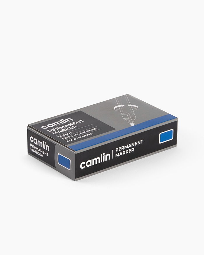 Camlin Permanent Markers Carton of 10 markers in Blue shade