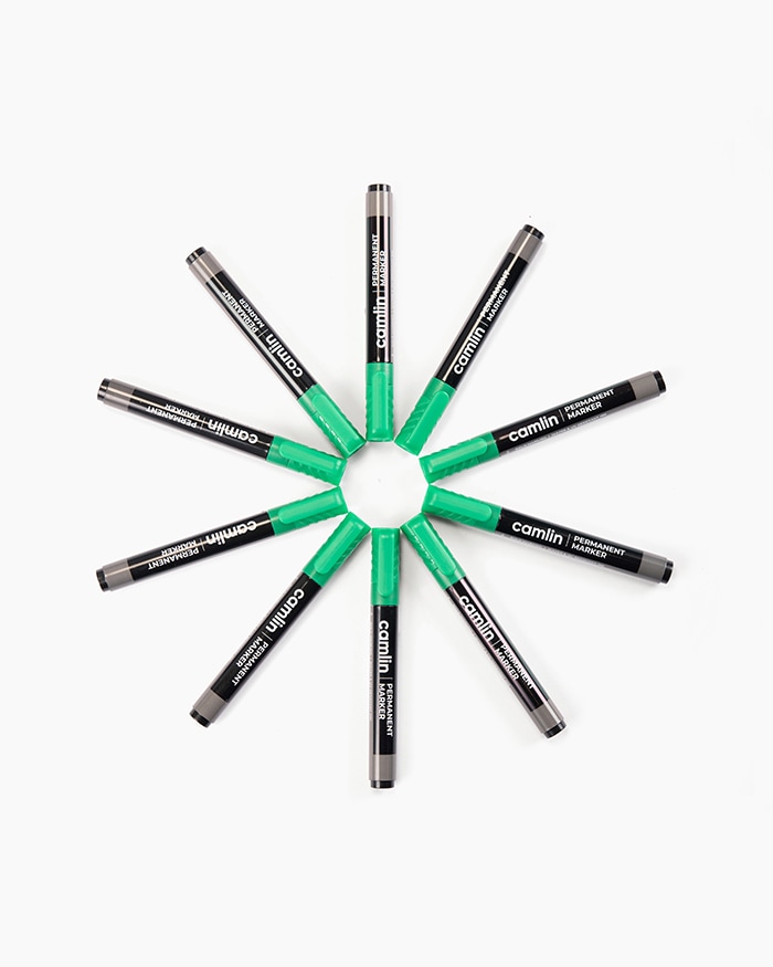 Camlin Permanent Markers Carton of 10 markers in Green shade