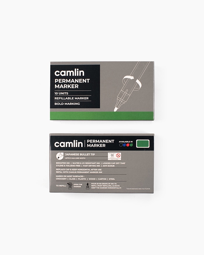 Camlin Permanent Markers Carton of 10 markers in Green shade