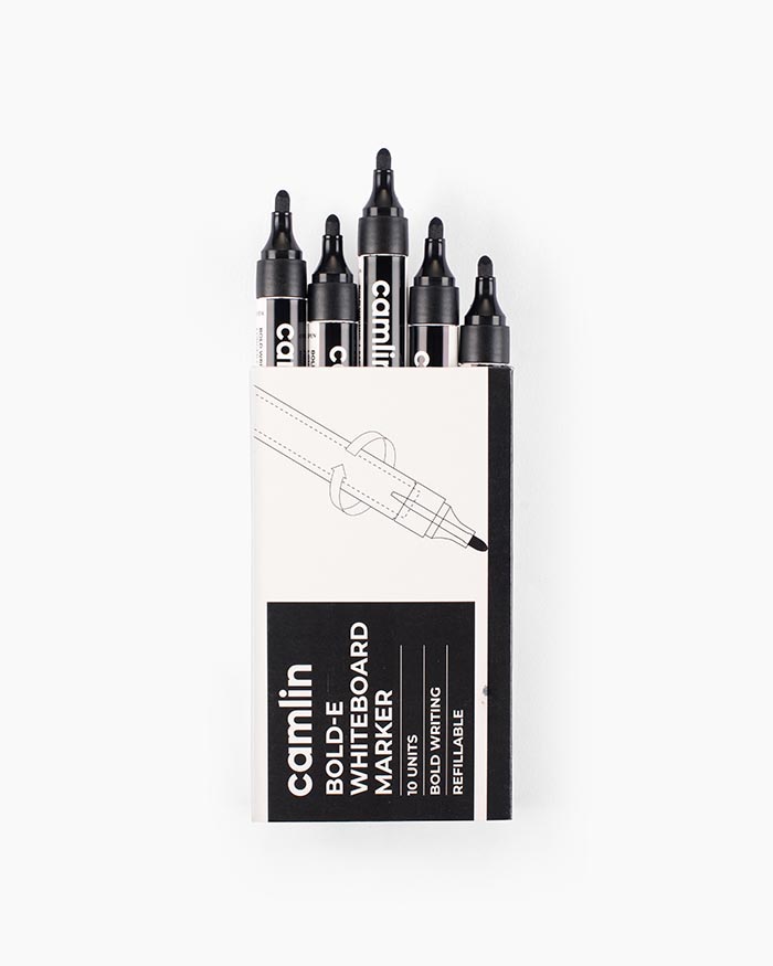 Camlin Bold-E Whiteboard Markers Carton of 10 markers in Black shade