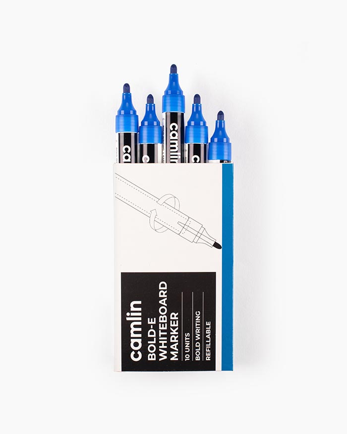 Camlin Bold-E Whiteboard Markers Carton of 10 markers in Blue shade
