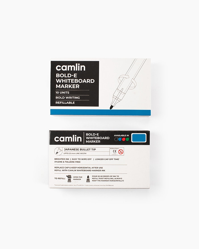 Camlin Bold-E Whiteboard Markers Carton of 10 markers in Blue shade