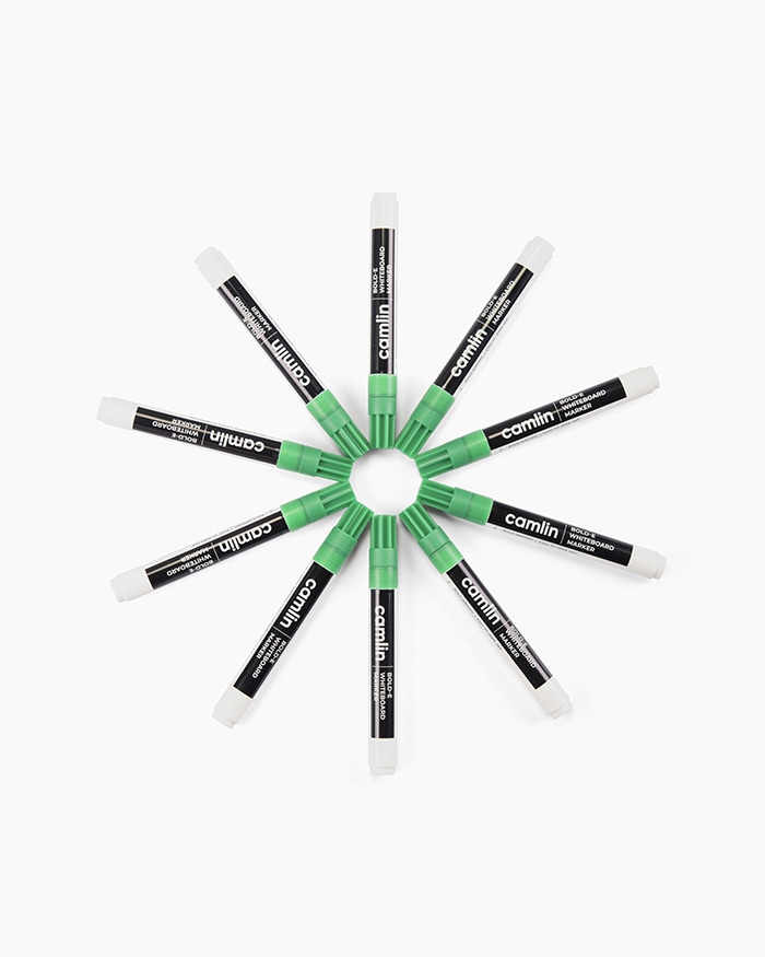 Camlin Bold-E Whiteboard Markers Carton of 10 markers in Green shade