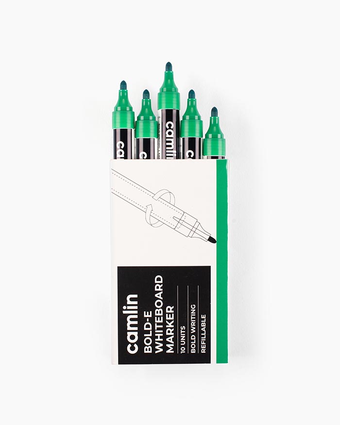 Camlin Bold-E Whiteboard Markers Carton of 10 markers in Green shade