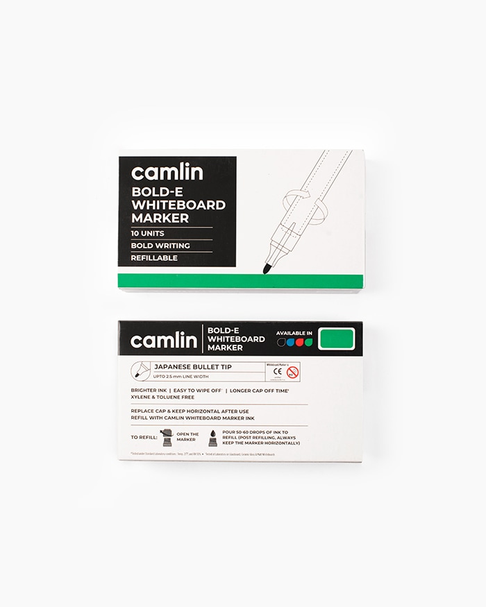 Camlin Bold-E Whiteboard Markers Carton of 10 markers in Green shade