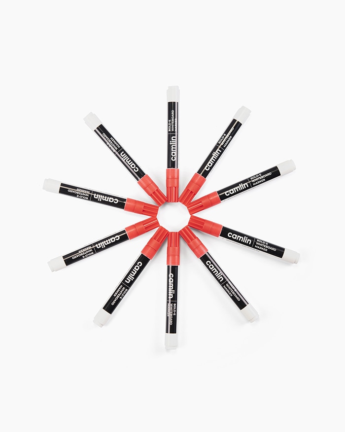 Camlin Bold-E Whiteboard Markers Carton of 10 markers in Red shade