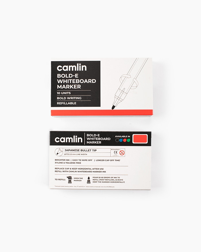 Camlin Bold-E Whiteboard Markers Carton of 10 markers in Red shade