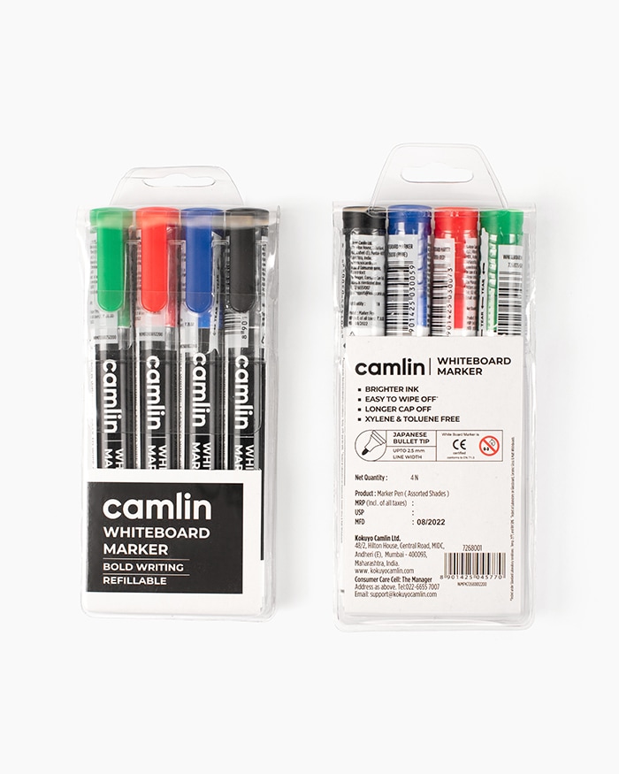 Buy Camlin Whiteboard Markers Assorted pouch of 4 shades