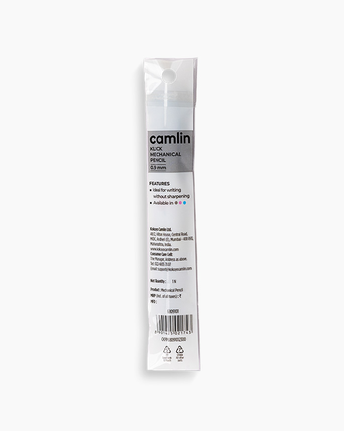 Camlin Klick Mechanical Pencil Individual pencil in 0.9 mm with Leads, Grey