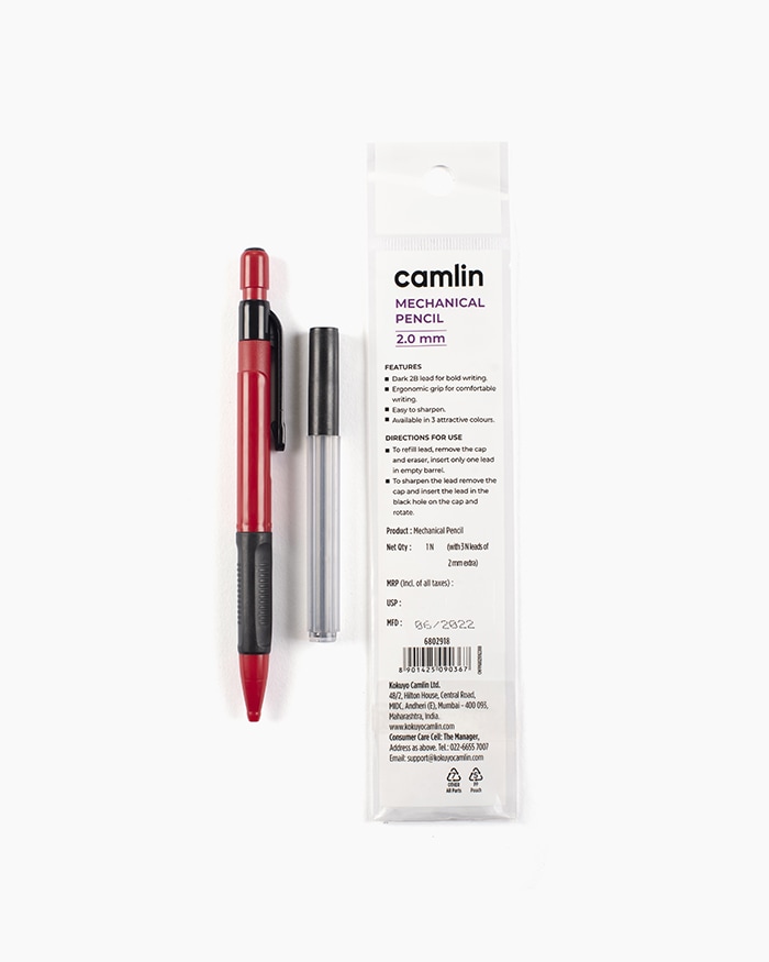 Camlin Mechanical Pencil Individual pencil in 2 mm with Leads, Red