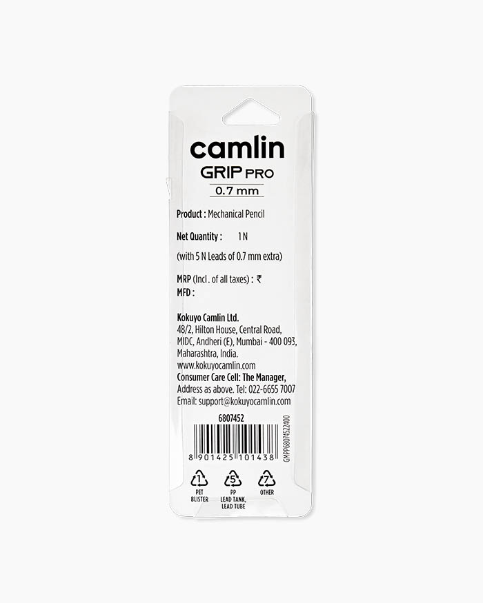 Camlin Grip Pro Mechanical Pencil Individual pencil in 0.7 mm