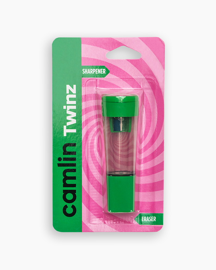 Camlin Twinz Eraser-sharpener combo in green