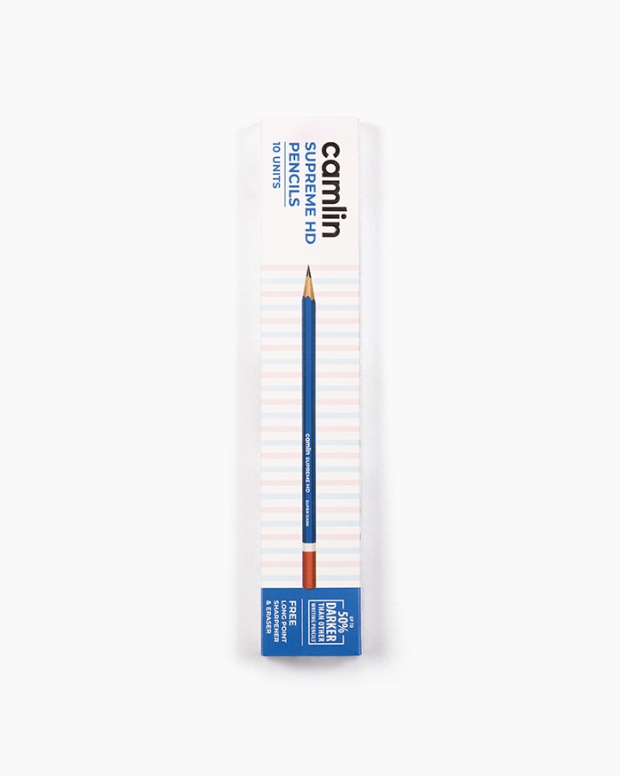 Camlin Supreme HD Pencils Box of 10 pencils with Eraser and Long Point Sharpener