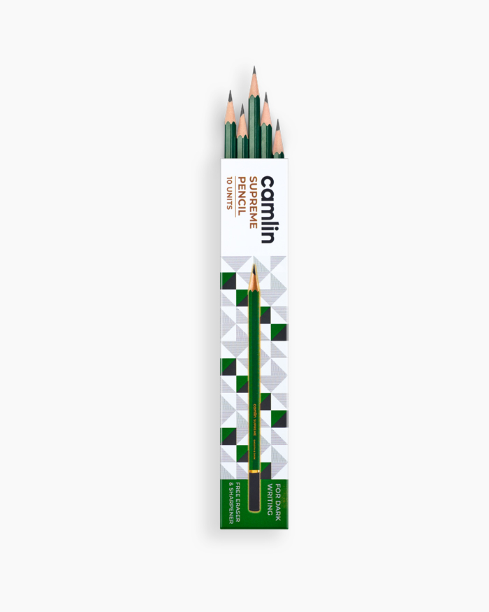 Camlin Supreme Pencils Box of 10 pencils with Eraser and Sharpener