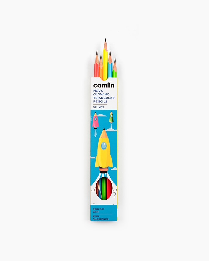 Camlin Nova Glowing Pencils Box of 10 pencils with Sharpener