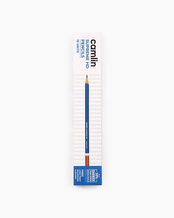 Camlin Supreme HD Pencils Box of 10 pencils with Eraser and Long Point Sharpener