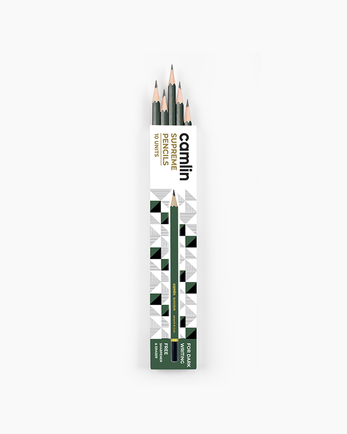 Camlin Supreme Pencils Box of 10 pencils with Eraser and Sharpener