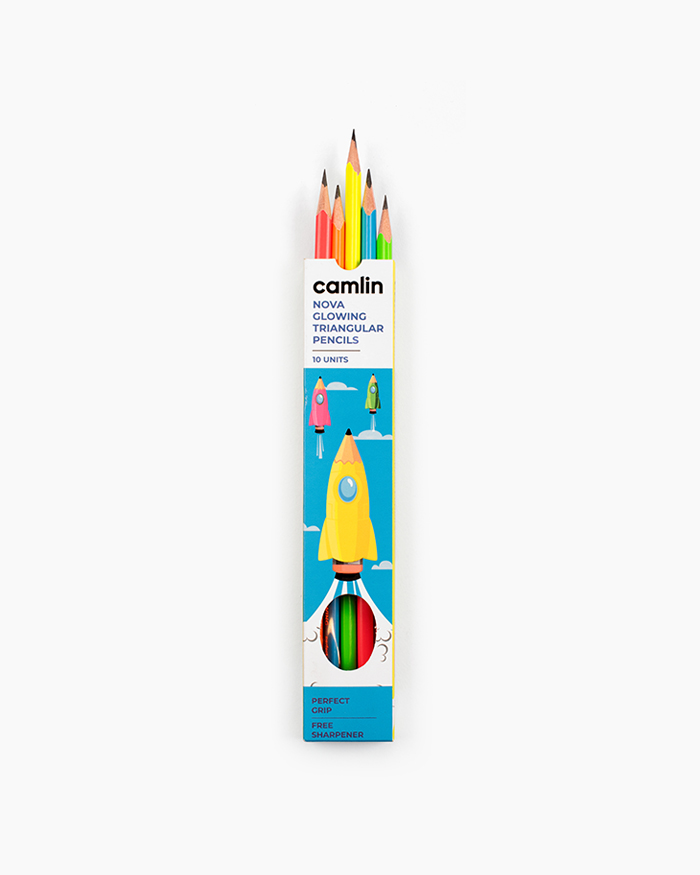 Camlin Nova Glowing Pencils Box of 10 pencils with Sharpener