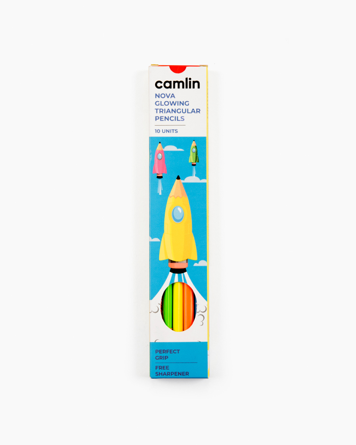 Camlin Nova Glowing Pencils Box of 10 pencils with Sharpener